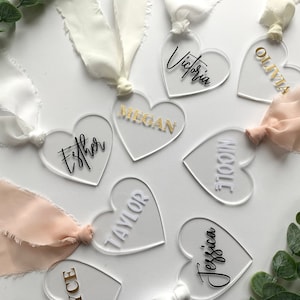 Personalized Acrylic Gift Tag- Clear Reusable Acrylic Gift Tag- Heart Gift Tag- Name Tags for Gifts Weddings Parties