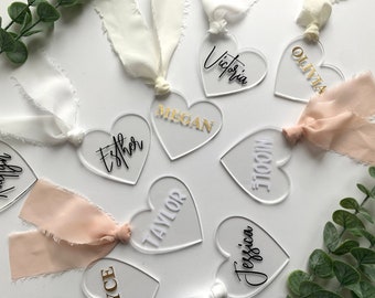 Personalized Acrylic Gift Tag- Clear Reusable Acrylic Gift Tag- Heart Gift Tag- Name Tags for Gifts Weddings Parties