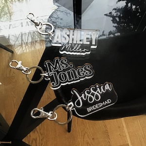 Personalized Name Keychain/ Engraved name keychain/ Backpack Tag/Bridesmaid keychain/ Gift for Kids