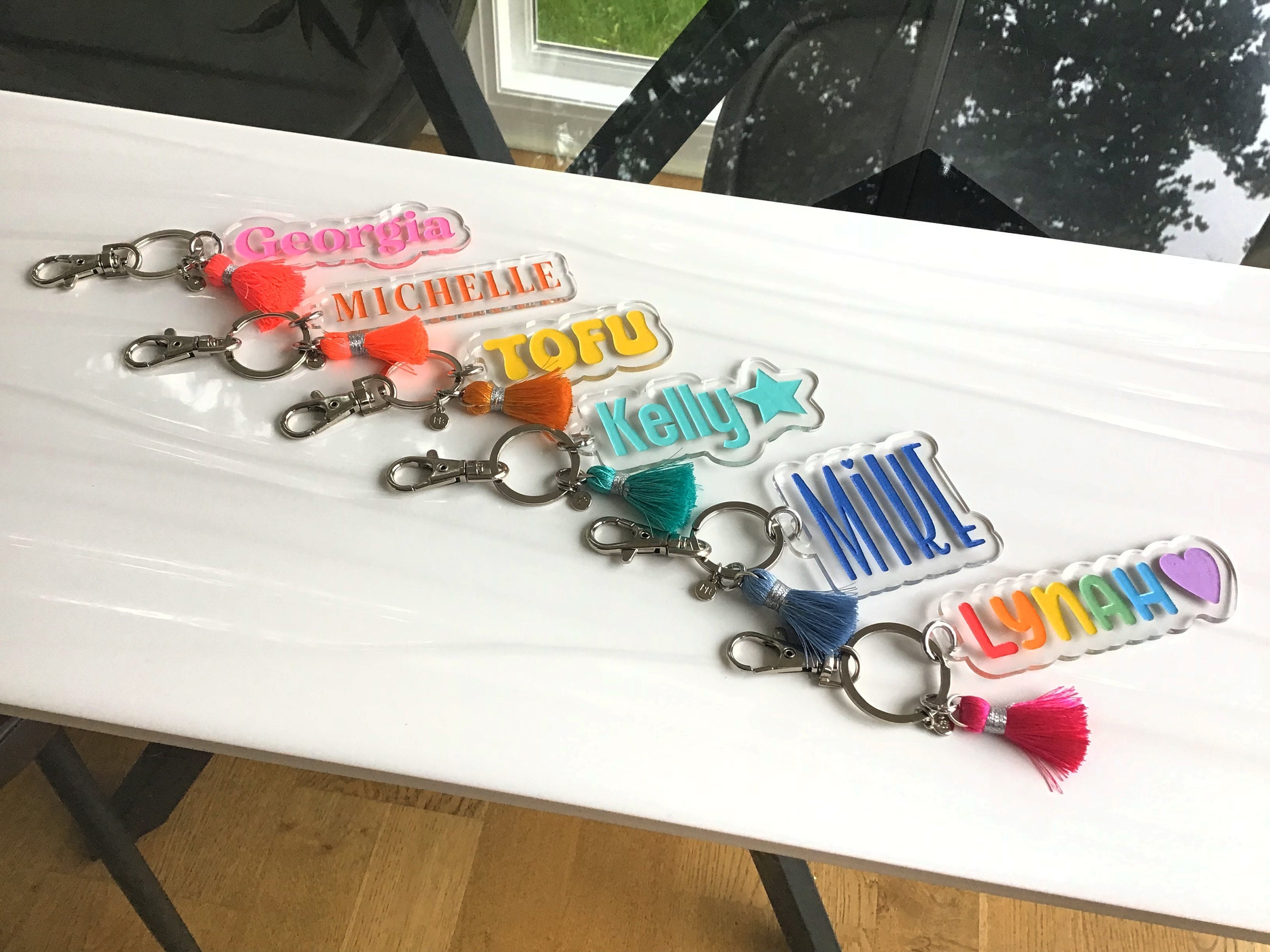 Colored Personalized Name Keychain/ Engraved name keychain/ Backpack Tag/Custom keychain/ Gift for Kids/Team gift