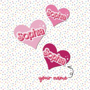 Custom Name sticker, Personalized name decal, Name sticker for Water bottle, Pink, Heart -WATERPROOF-FREE SHIPPING!