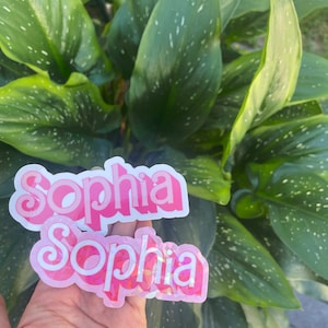 Custom Name sticker, Personalized name sticker, Name sticker for Tumblers, Water bottle, Hot pink -WATERPROOF-FREE SHIPPING!