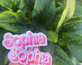 Custom Name sticker, Personalized name sticker, Name sticker for Tumblers, Water bottle, Hot pink -WATERPROOF-FREE SHIPPING!