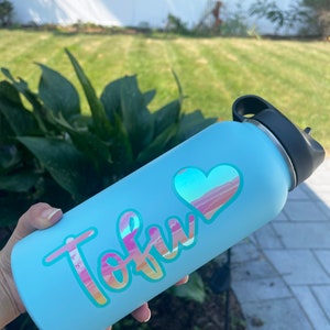 Layered name decal, Personalized name sticker,Holographic name decal, Decal for tumblers, Water bottle sticker, FREE SHIPPING!