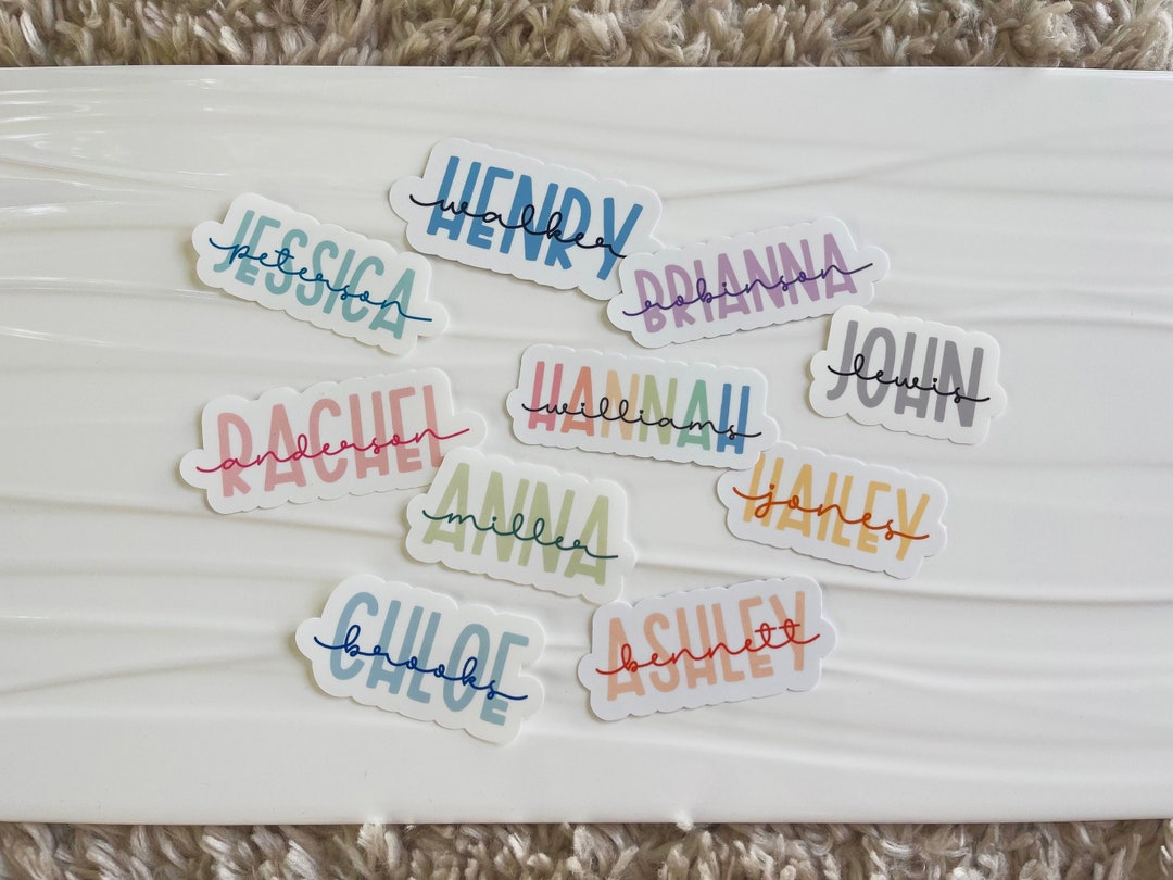 Personalized Name Sticker, Custom Name Sticker, Pastel Name Sticker ...