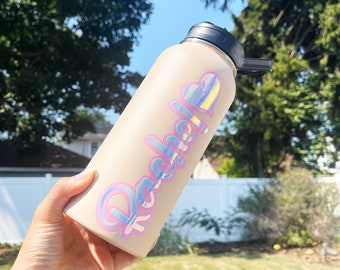 Layered name decal, Personalized name sticker,Holographic name decal, Decal for tumblers, Water bottle sticker, FREE SHIPPING!