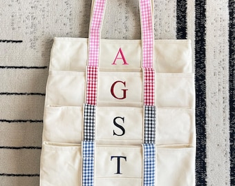 Personalized Embroidered Tote Bag- Holiday Gift for Her -Custom Name tote- Lovely Vintage Aesthetic Canvas bag