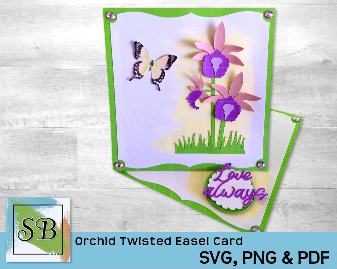 Orchid Twisted Easel Greeting Card SVG PNG PDF Flower Etsy