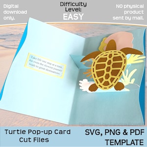 Schildpad pop-upkaart SVG, PNG, PDF, dierlijke verjaardag nieuwigheid kaartsjabloon, Cricut, silhouetgesneden bestand