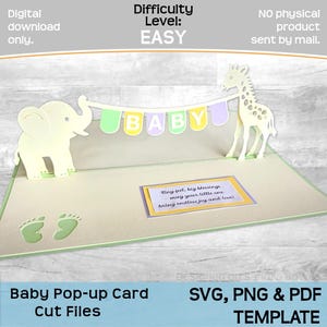 Cartão pop-up de bebê SVG, PNG, PDF, modelo de cartão de chá de bebê ou nascimento, Cricut, arquivo de corte Silhouette