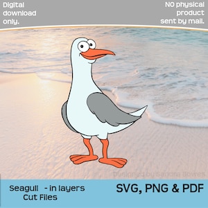Möwe SVG, Papierschnitt für Karten, Vogel SVG, Tierkarte, Cartoon Vogel, Kartenherstellung, Scrapbooking, Cricut Silhouette