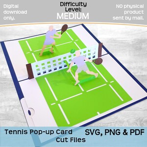Tennis Pop-up-Karte SVG, PNG, PDF, Tennis Geburtstag Neuheit Kartenvorlage, Cricut, Silhouette Schnittdatei