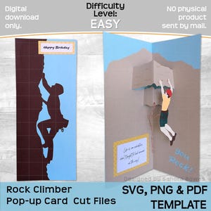 Rock Climber Pop-up Card SVG, PNG, PDF, Rock Climbing Birthday Novelty Card Template, Cricut