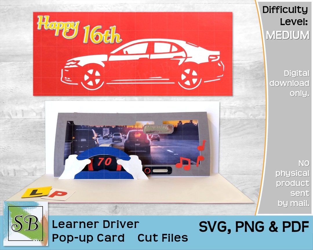 Learner Driver Popup Card SVG PNG PDF 16th/17th/18th Etsy