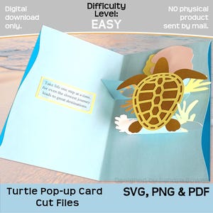 Turtle Pop-up Card SVG, PNG, PDF, Animal Birthday Novelty Card Template, Cricut, Silhouette cut file