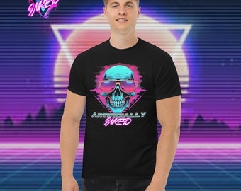 Neon Nightmares: T-shirt con grafica Retrowave Skull Vibes