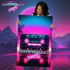 Back to the 80s Groove: Retrowave Audio Cassette Tape Poster