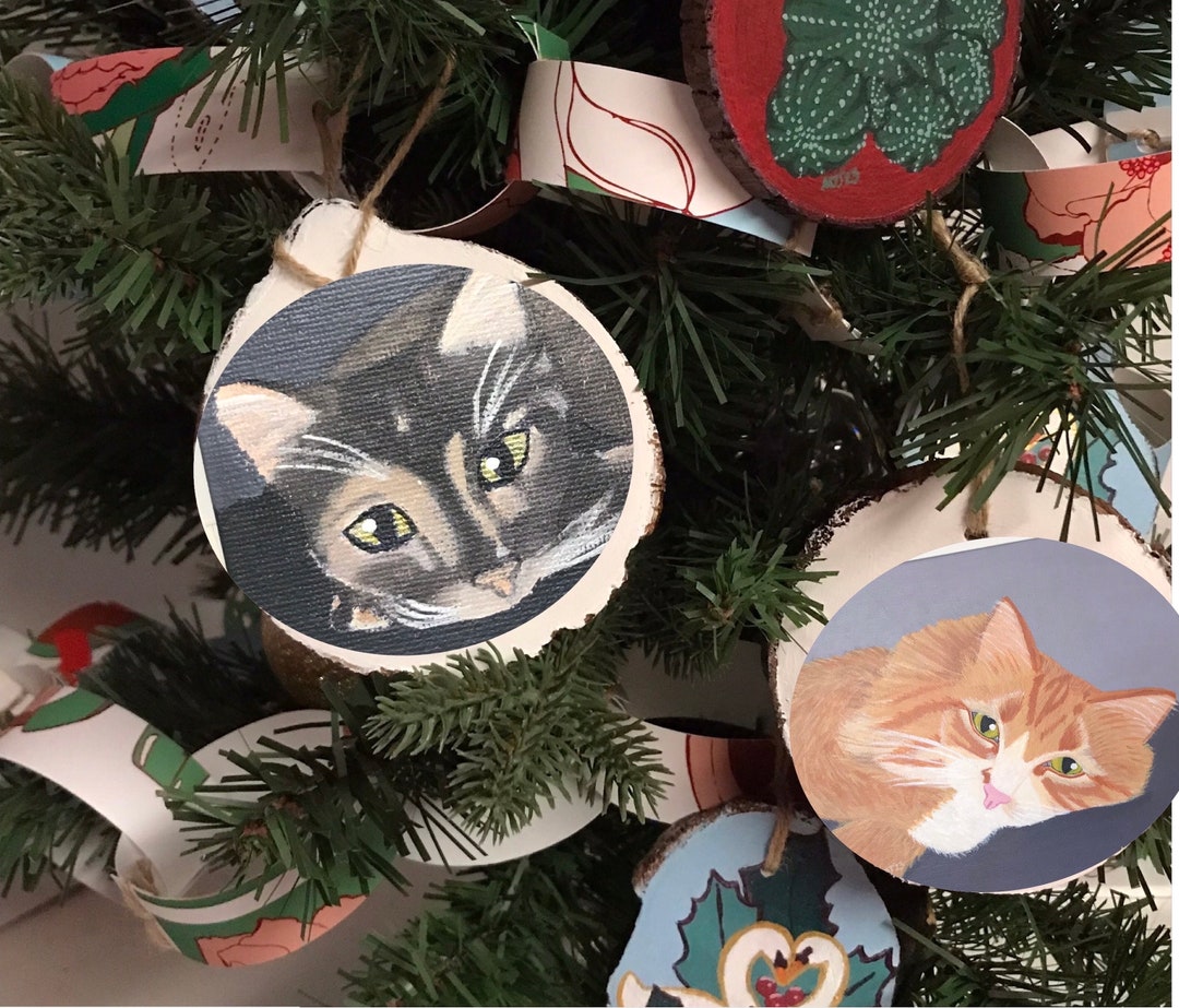 Holiday Pet Portrait Ornaments Handpainted Pet Portraits Etsy