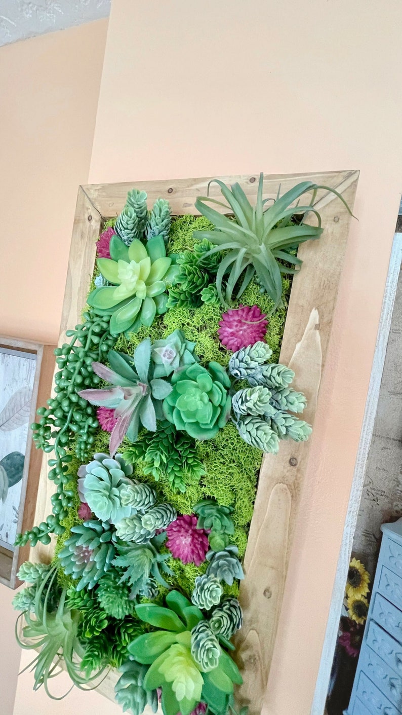Succulent Planter Box Moss Wall Art Wooden Decor Boho Decor Farmhouse Decor Porch Decor Home