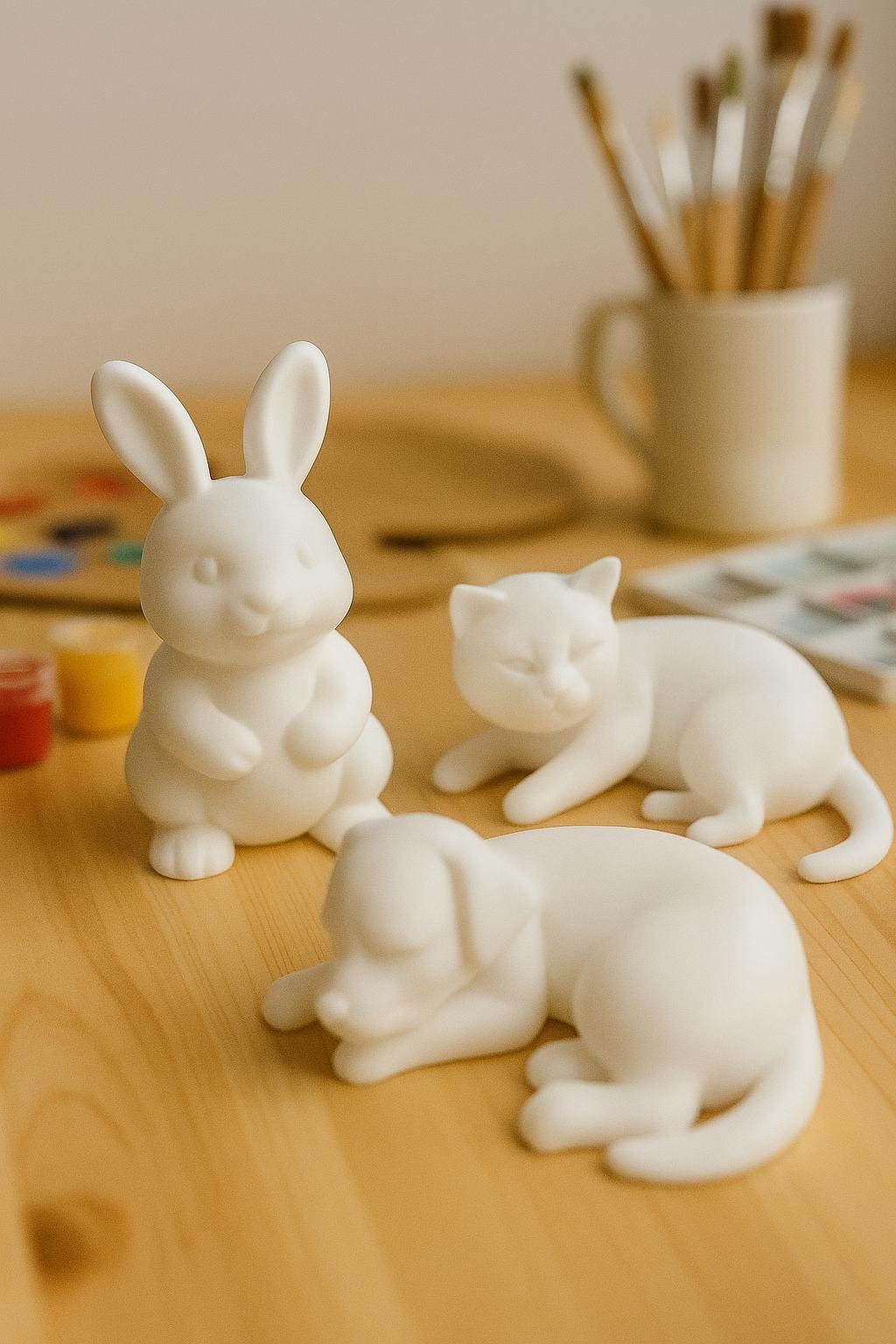 Pet Figurine paint kit Set Dog Cat Bunny DIY Craft Kids Art Project