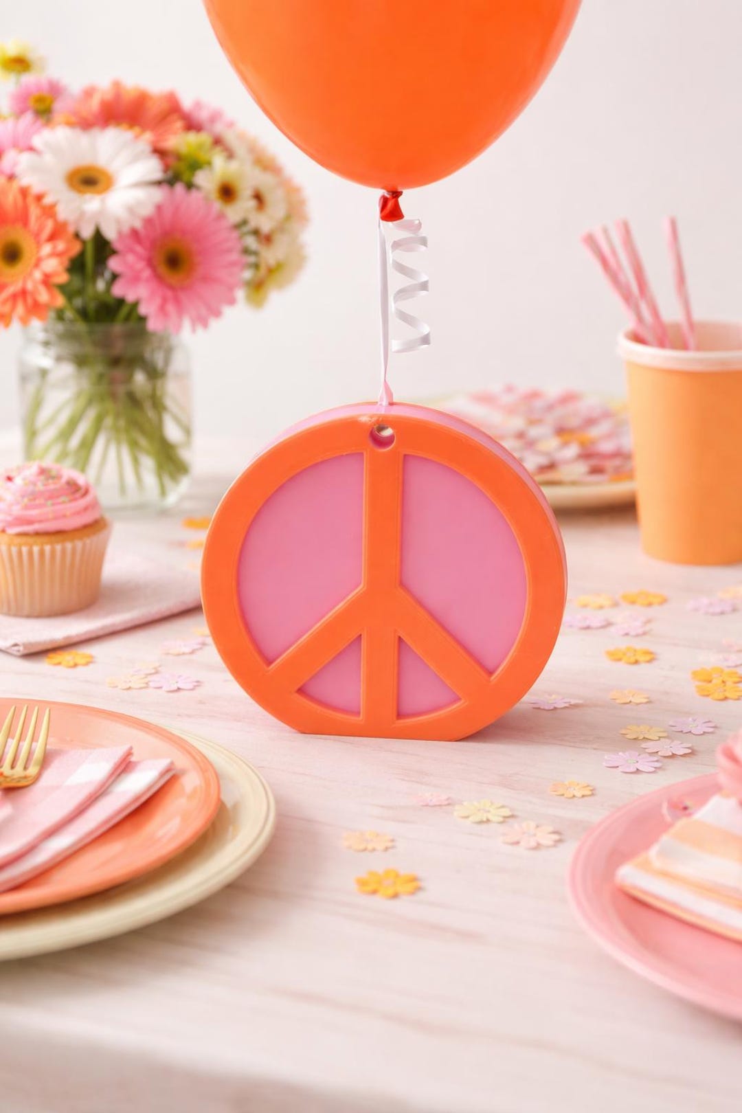 Peace Sign Party Peace Sign Balloon Weight | Groovy 70s Party Decor | Hippie Flower ...
