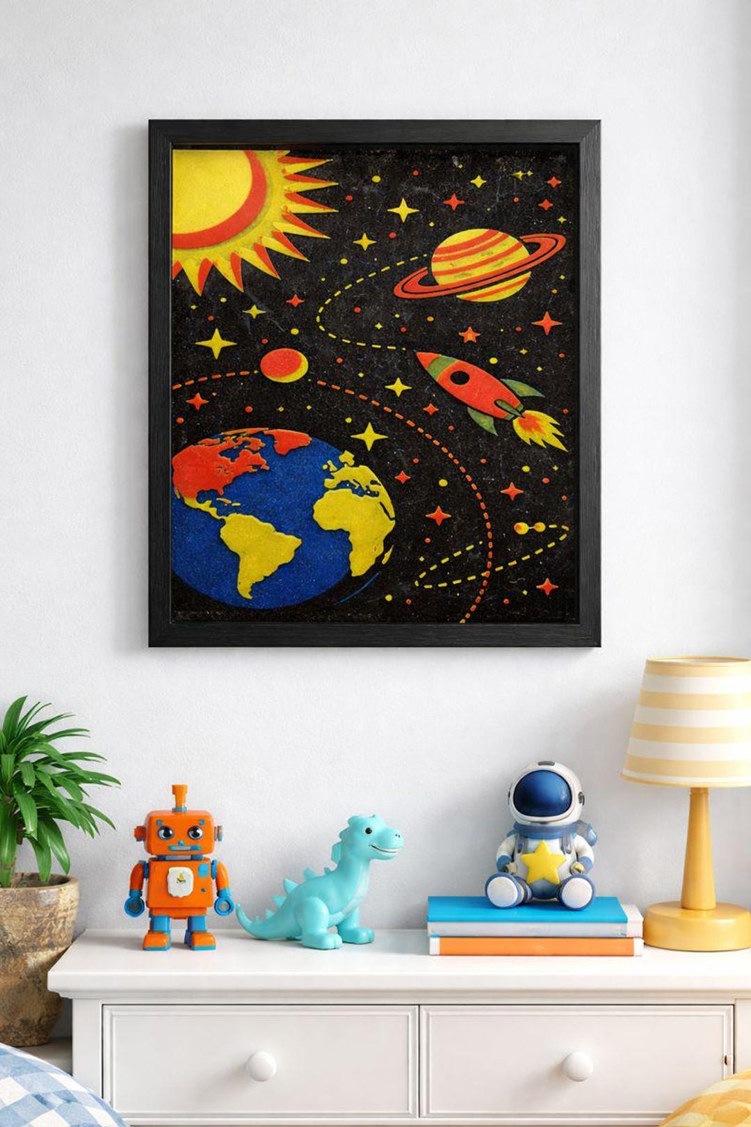 Colorful Solar System Space Wall 3D Printed Art for Kids Room | Rocket ...