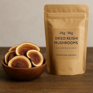 Dried Reishi Mushrooms – 28g or 56g | Canadian-Grown Ganoderma | Immune & Sleep Support | Tea, Tincture, or Powder