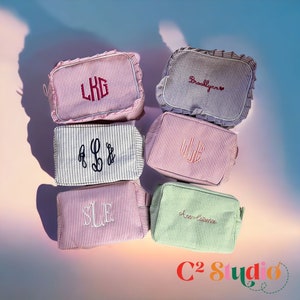 Personalized Monogrammed monogram colorful Makeup Bag, Bridesmaids Gifts, Sorority, Wedding Gifts, Christmas Gift for her |Free Shipping|