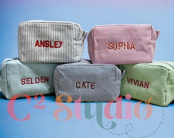 Personalized Monogram Makeup Bag - Custom Cosmetic Pouch - Colorful Monogrammed Gift for Her - Graduation - Mother's Day Gift -Free Shipping