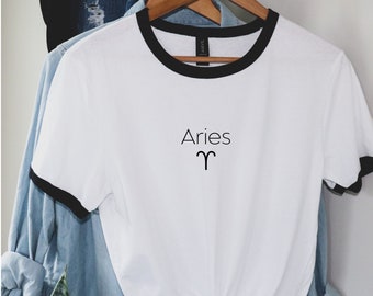 Aries Unisex Cotton Ringer T-Shirt, Aries t-shirt, Zodiac t-shirt