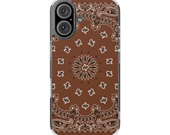 Nutshell Brown Bandana Pattern Phone Case | Magnetic Clear Impact-Resistant Case