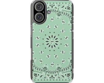Agave Green Bandana Pattern Phone Case | Magnetic Clear Impact-Resistant Case
