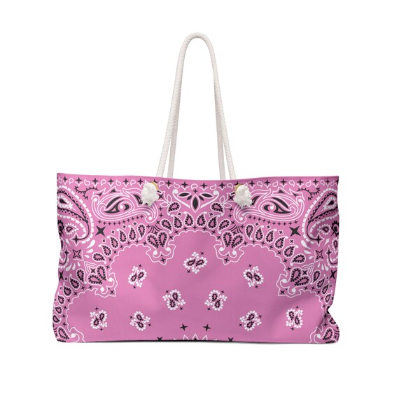Pink Bandana Weekender Bag Front and Back Design Weekender Bag Tote Weekender Bandana Etsy
