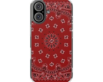 Red Bandana Pattern Phone Case | Magnetic Clear Impact-Resistant Case