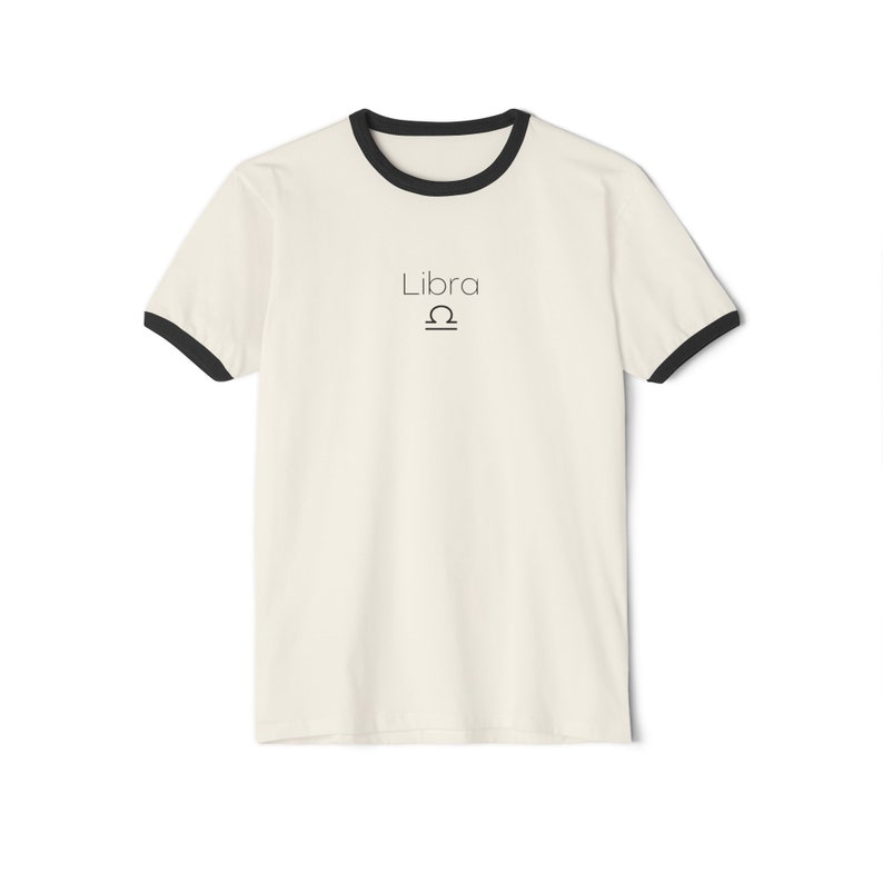 Camiseta Libra Unisex Cotton Ringer, camiseta Libra, camiseta Zodiac imagen 3