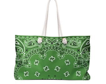 Olive & Hunter Green Oversized Bandana Tote Bag | Western Tote