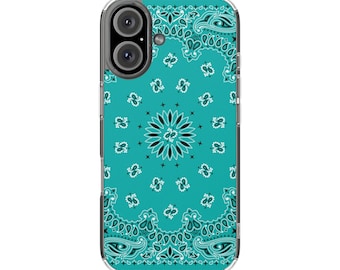 Turquoise Bandana Pattern Phone Case | Magnetic Clear Impact-Resistant Case