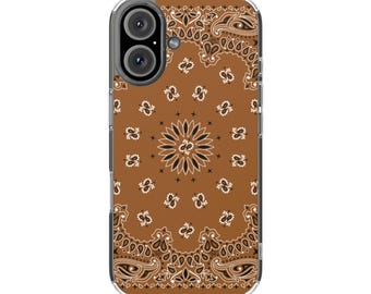 Buck Brown Bandana Pattern Phone Case | Magnetic Clear Impact-Resistant Case
