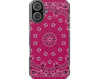Raspberry Bandana Pattern Phone Case | Magnetic Clear Impact-Resistant Case