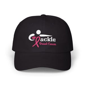 Tackle Breast Cancer Black Embroidered Hat, Breast Cancer Awareness, Embroidered Baseball Cap, Think Pink, Cancer Survivor Gift