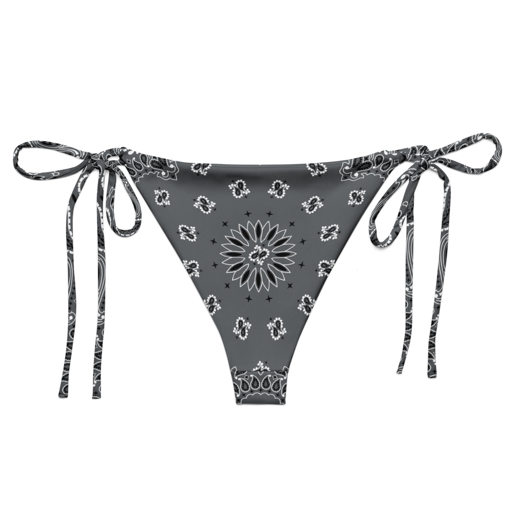 Steel Gray Bandana Recycled String Bikini, String Bikini Bottom ...