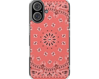 Coral Bandana Pattern Phone Case | Magnetic Clear Impact-Resistant Case