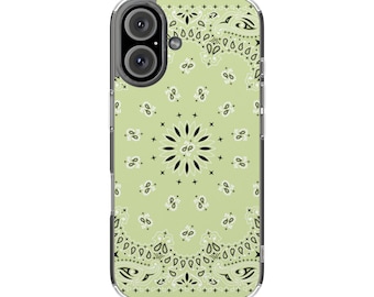 Light Green Bandana Pattern Phone Case | Magnetic Clear Impact-Resistant Case