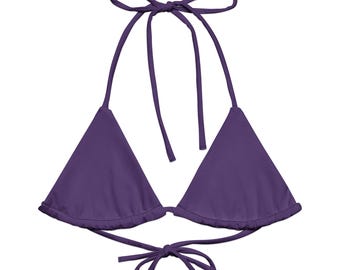 Custom College Bed Party Recycled String bikini Top, Multi Ways To Tie, Customize with your College|School color