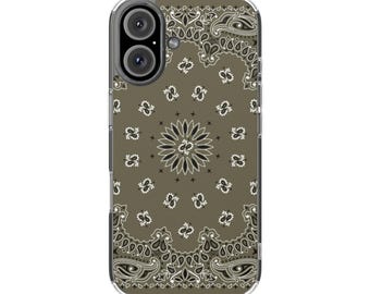 Khaki Bandana Pattern Phone Case | Magnetic Clear Impact-Resistant Case