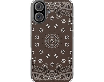 Chocolate Brown Bandana Pattern Phone Case | Magnetic Clear Impact-Resistant Case