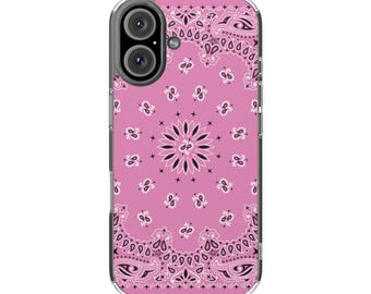 Pink Bandana Pattern Phone Case | Magnetic Clear Impact-Resistant Case