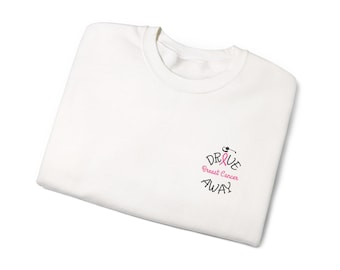 Sudadera de golf blanca bordada con el lema "Adiós al cáncer de mama"