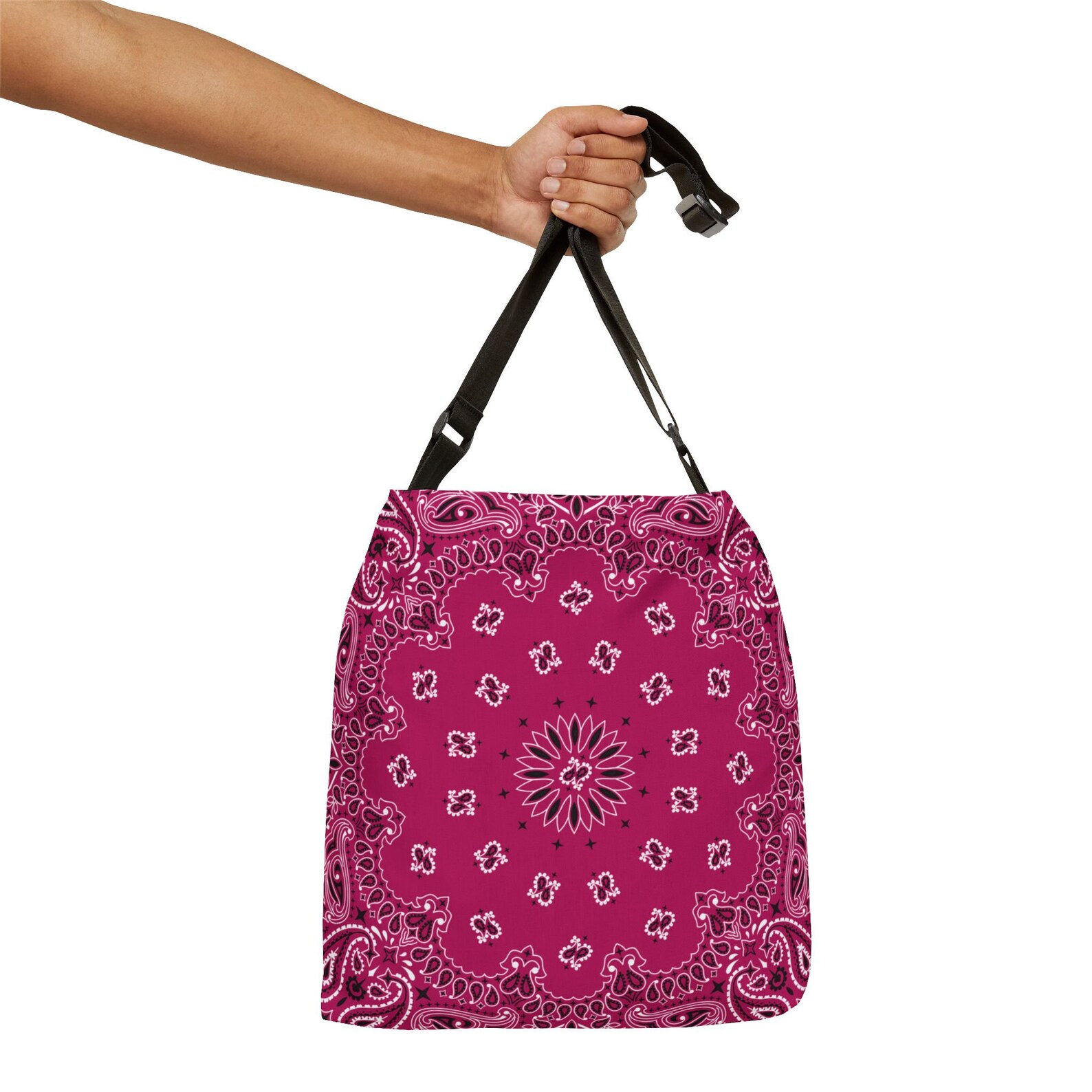 Curves Raspberry Tote Raspberry Bandana Adjustable Tote Bag, School Tote Bag, Book Bag ...