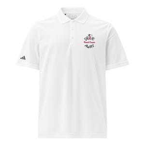 Polo Adidas Golf Piqué Blanco Bordado para Concientización sobre el Cáncer de Mama